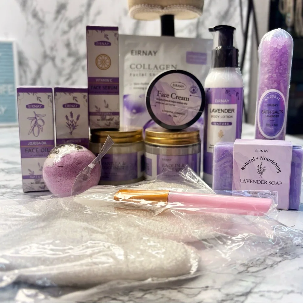 Spa Day Gift set Lavender Face Oil & Serum Set Bath Relaxing